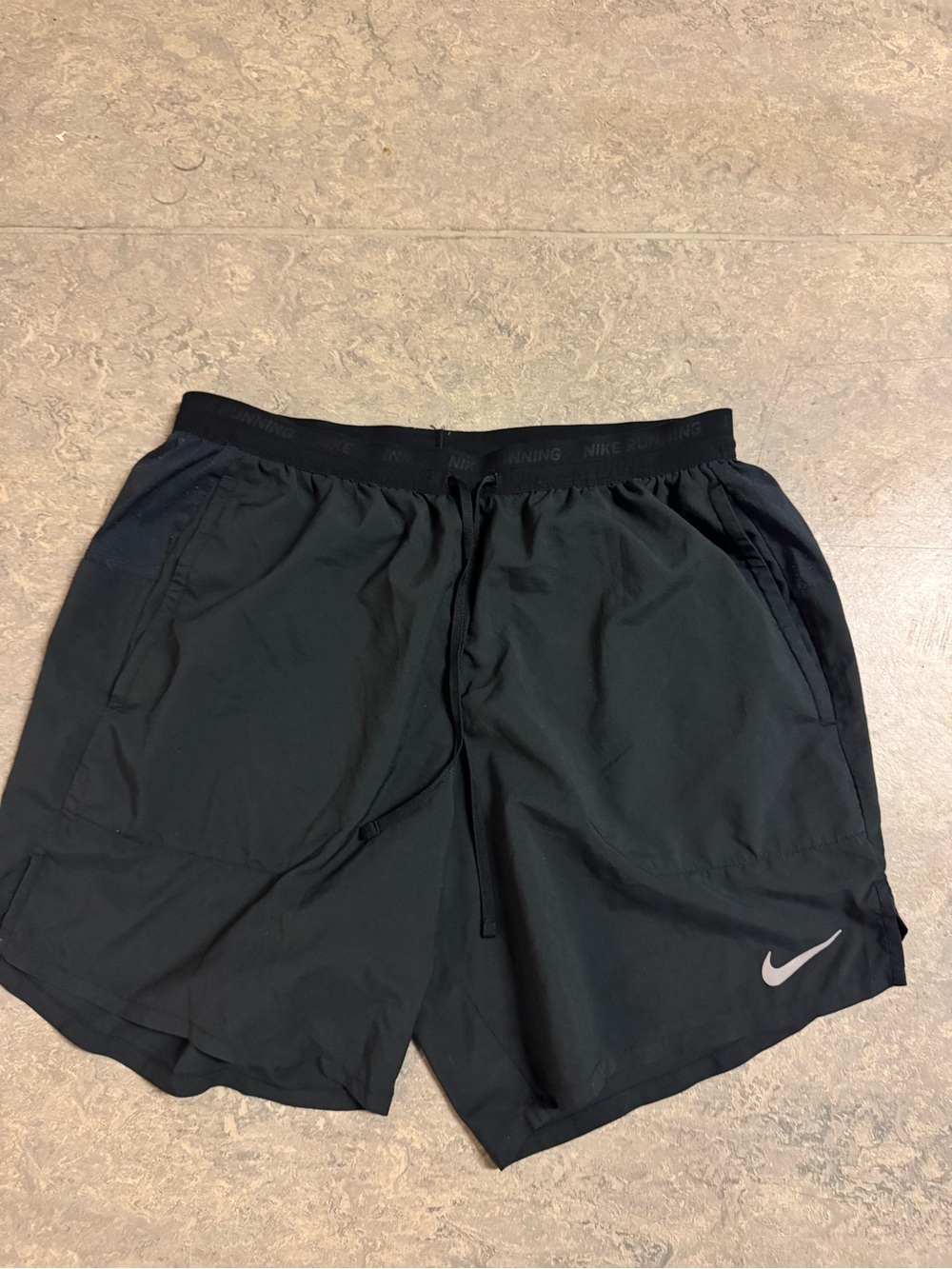 Nike Men's Black Athletic Training Shorts with Reflective Swoosh Medium